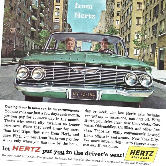 New York Hertz Rent A Car City Advertisement Print Vintage 1960s - Picture 2 of 2